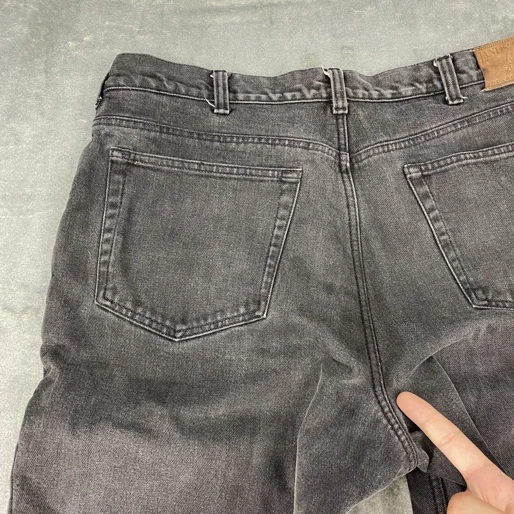 Vtg Lands End Jeans Mens 36 (fit 35x32) Black Fleece Lined Straight Denim *READ*